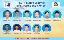 11 gương mặt ứng viên của Giải thưởng CSC năm 2016