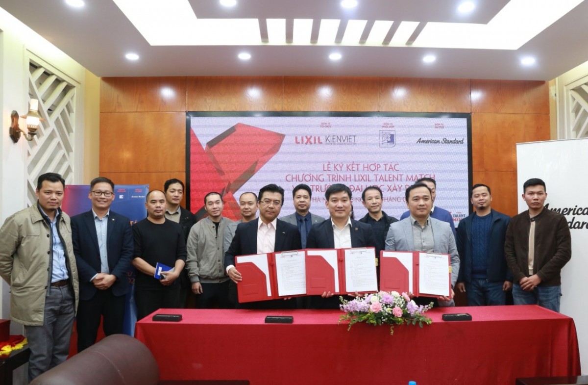 Lễ ký kết thỏa thuận hợp tác giữa Trường Đại học Xây dựng, Công ty TNHH Lixil Việt Nam và Công ty CP Thiết kế & Truyền thông Kiến Việt